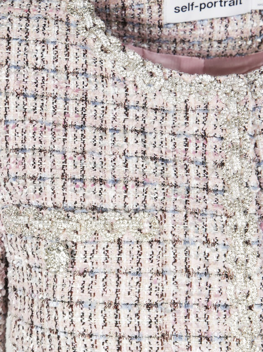 Self-Portrait Textured Boucle Jacket With Classic Collar