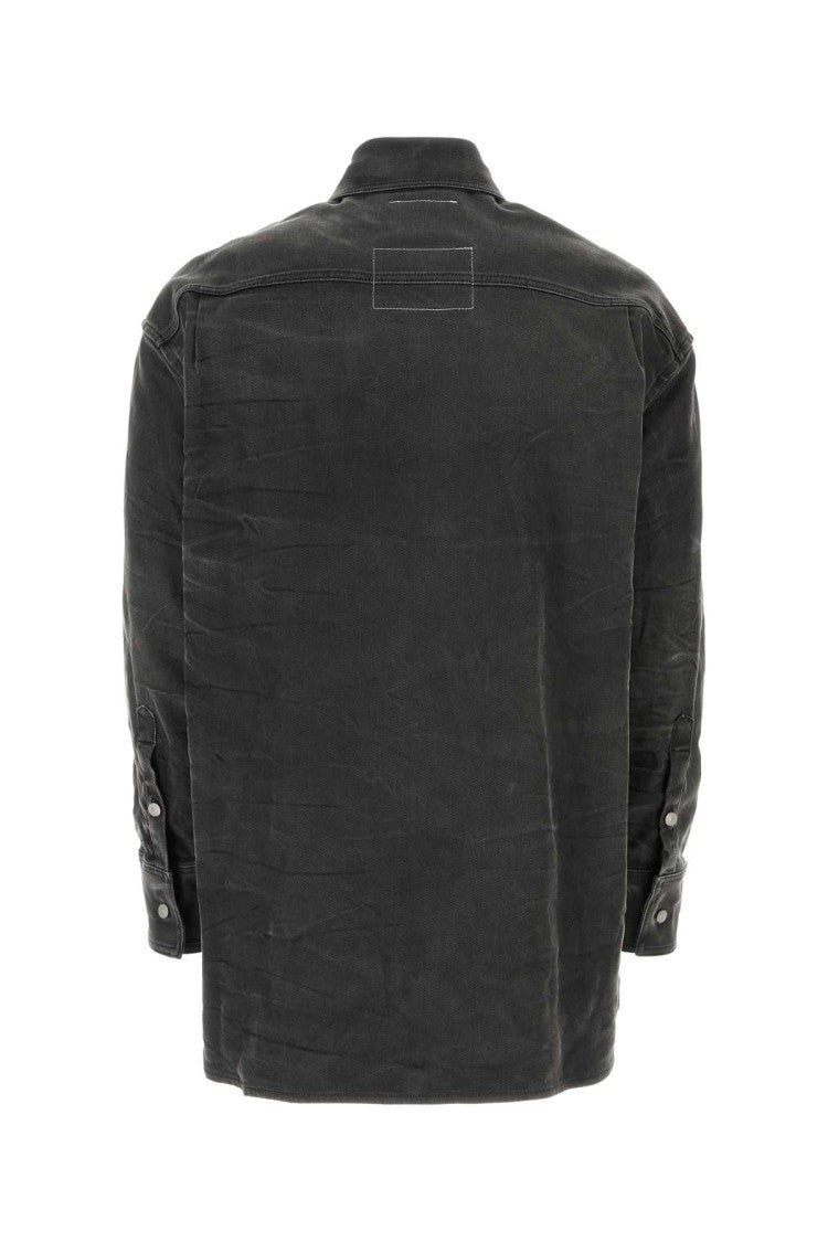 Mm6 By Maison Margiela Black Stretch Denim Oversize Shirt