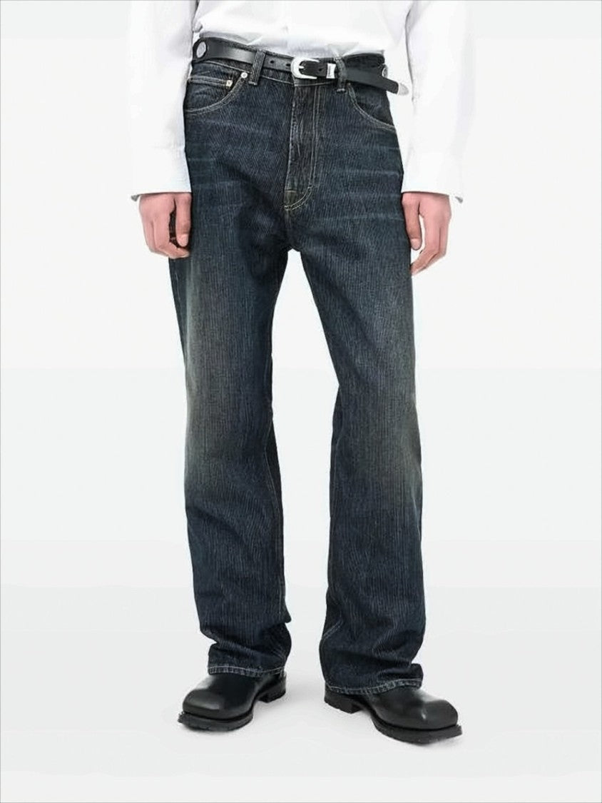 Our Legacy Straight-Leg Blue Denim Pants With Whiskering Details
