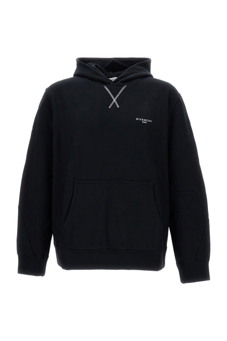 Givenchy Minimalist Black Hooded Sweatshirt With Drawstring Detail