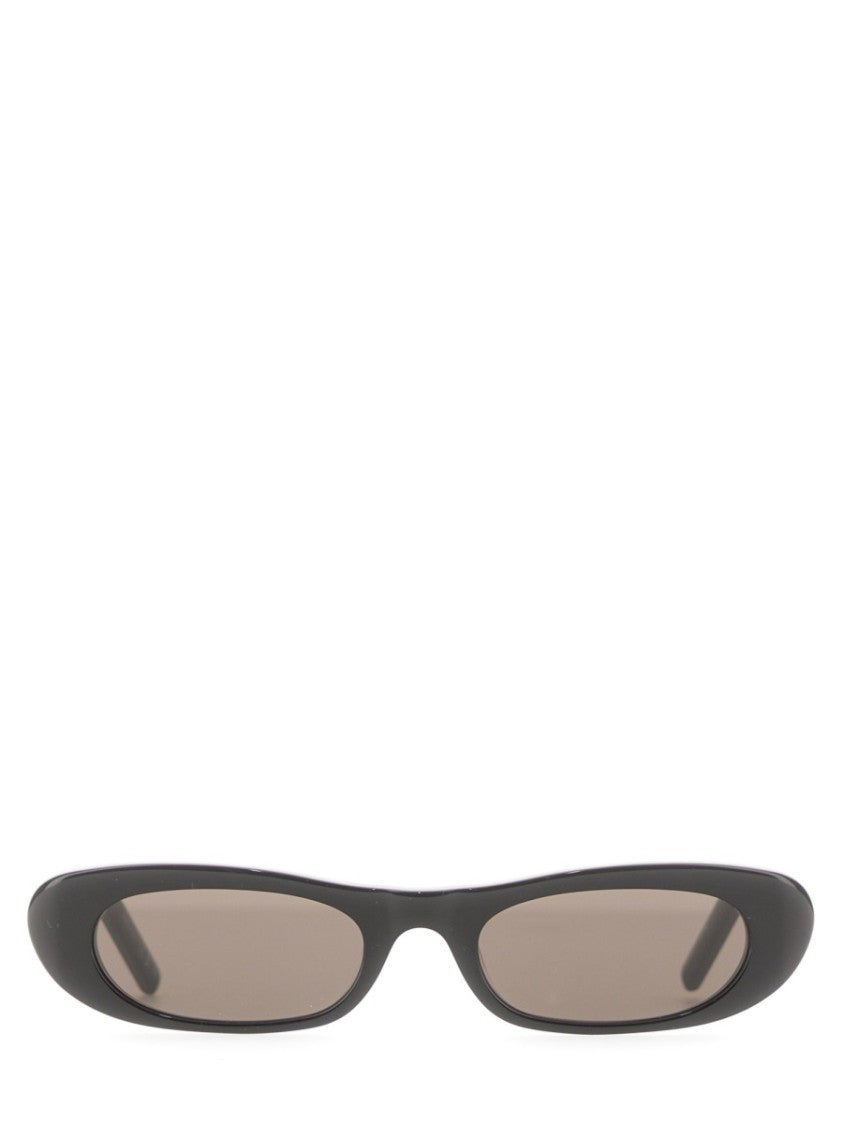 Saint Laurent Slim Oval Black Acetate Sunglasses With Tinted Lenses