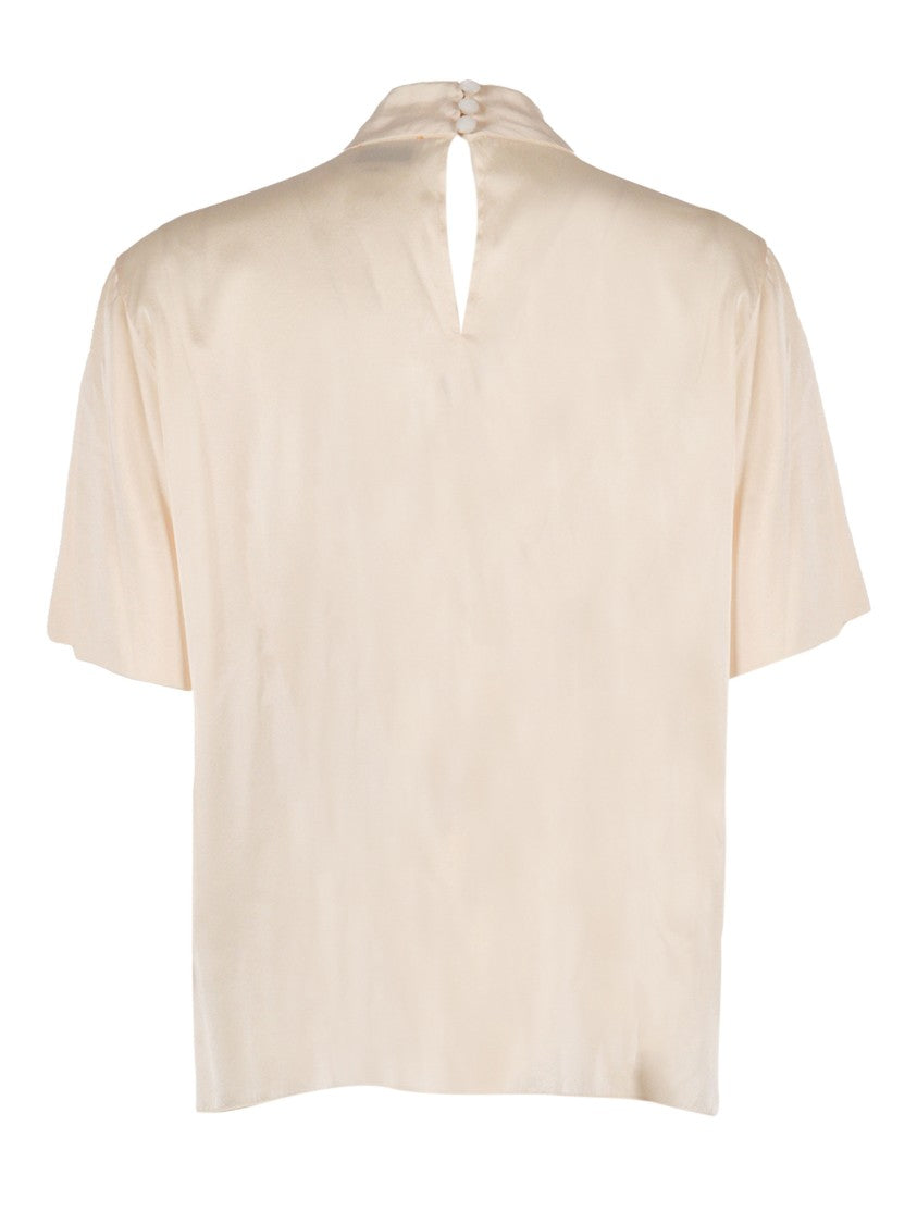 Forte Forte Heavyweight Stretch Silk Satin Half Sleeve Top