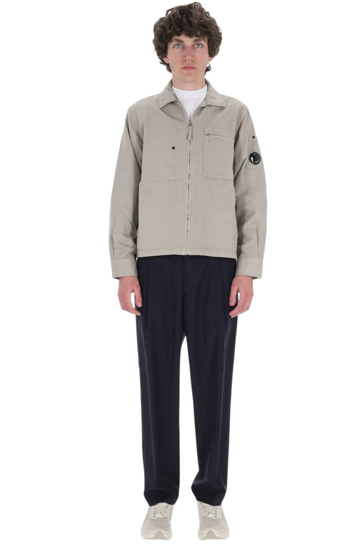 C.P. Company Grey Cotton-Linen Zip Overshirt Jacket