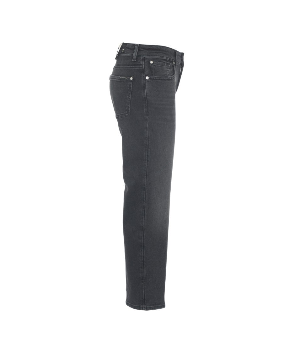 7 For All Mankind Mid-Rise Black Skinny Jeans