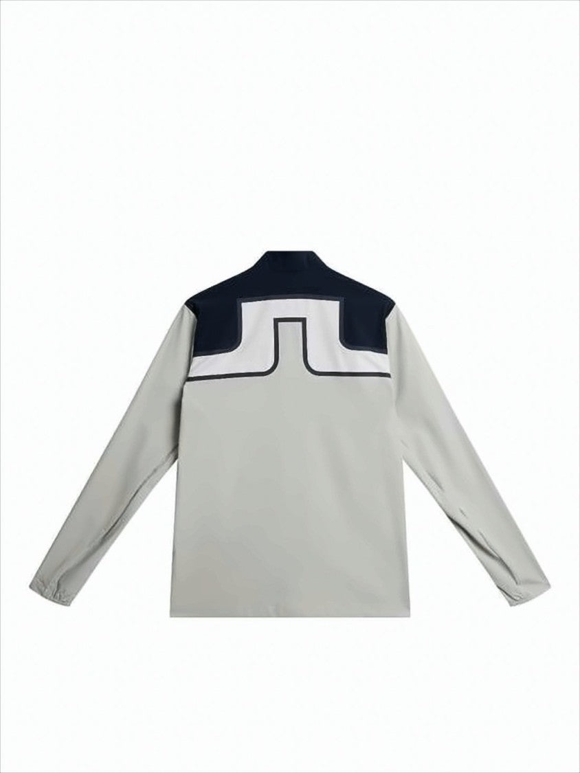 J Lindeberg Light Grey Casual Jacket With Navy Geometric Pattern