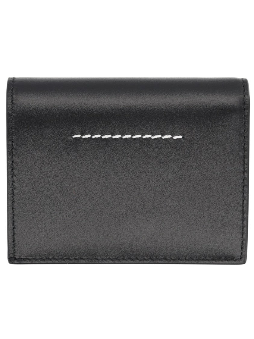 Mm6 By Maison Margiela Coin Purse With Logo Minimalist Leather Wallet