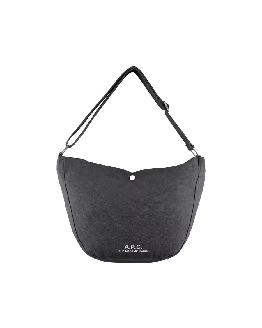 A.P.C. Recycled Canvas Black Shoulder Bag With Adjustable Strap
