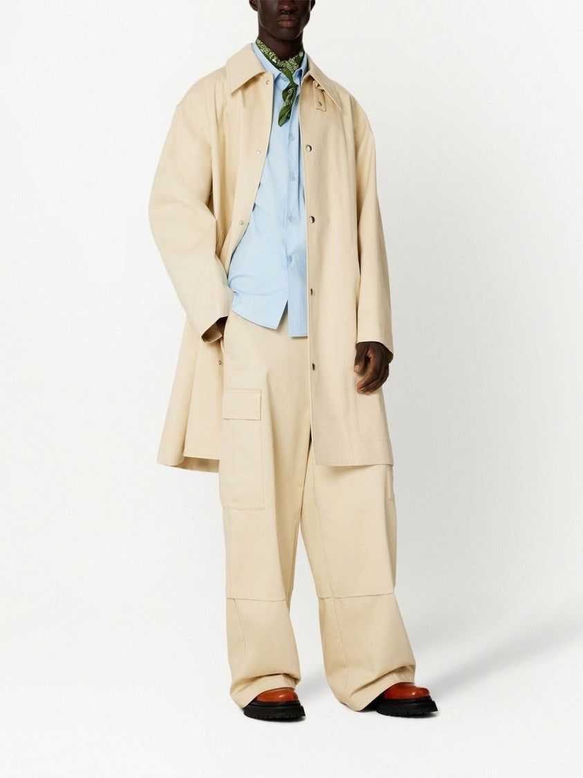 Ami Paris Beige Cotton Mid-Length Coat