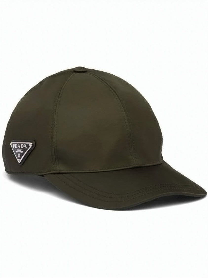 Prada Structured Green Baseball Cap In Recycled Polyamide