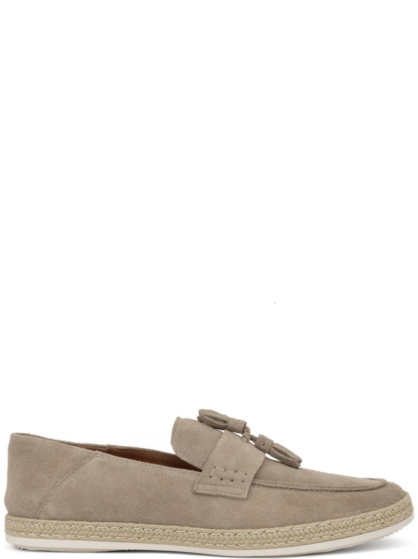 Sergio Moretti Espadrille-Style Beige Suede Flat Shoes