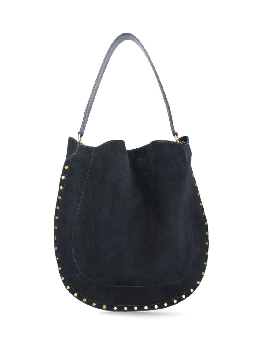 Isabel Marant Soft Black Suede Hobo Bag With Pouch And Magnetic Closure