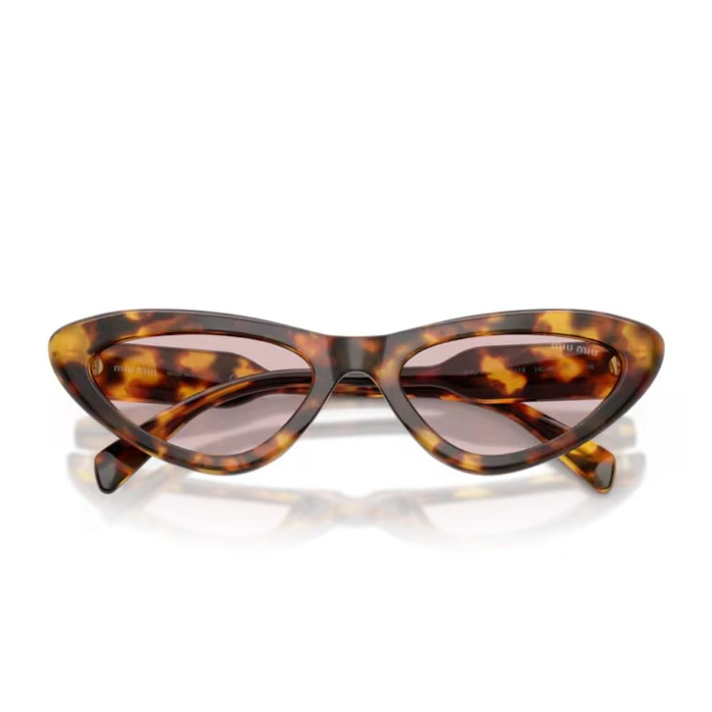 Miu Miu Cat-Eye Sunglasses With Vertical Logo In Honey Havana