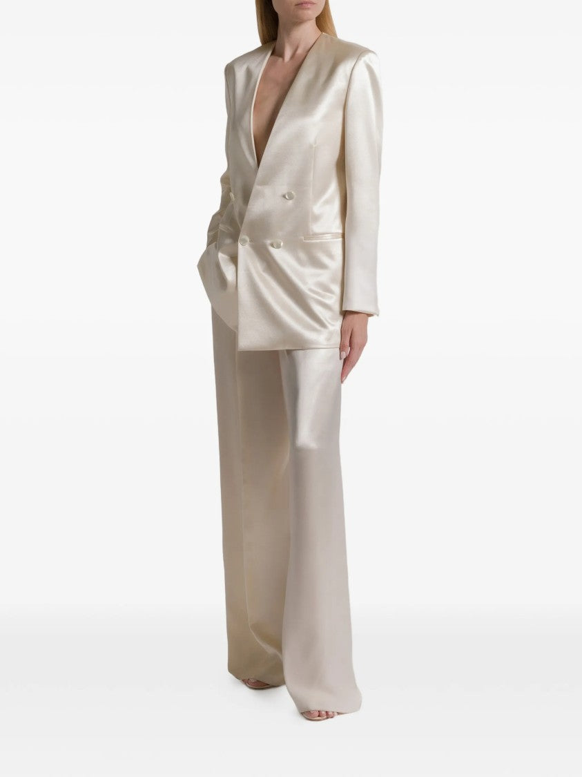 Alberta Ferretti Double-Breasted Jacket With Oversized Silhouette And Lustrous Finish