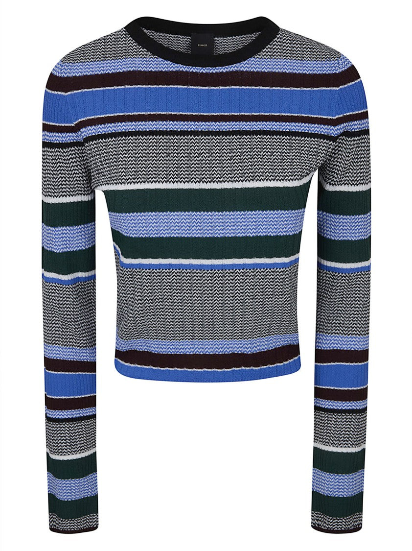 Pinko Cropped Ribbed Knit Sweater