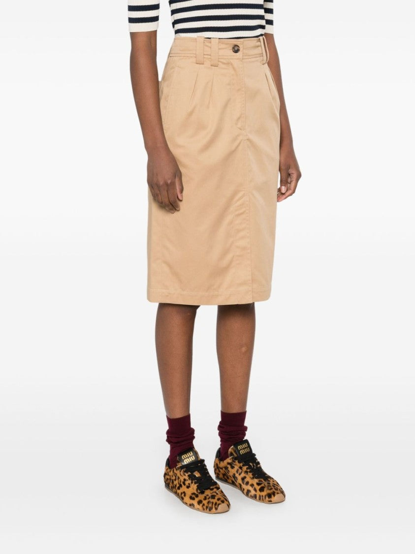 A.P.C. Almond Beige Cotton Poplin Skirt