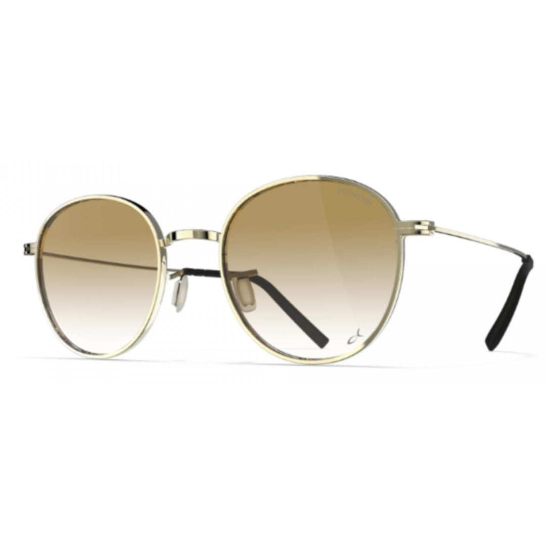 Blackfin Bf1036 Pasadena Gradient Brown Tinted Round Frame Sunglasses In Beta Titanium Alloy