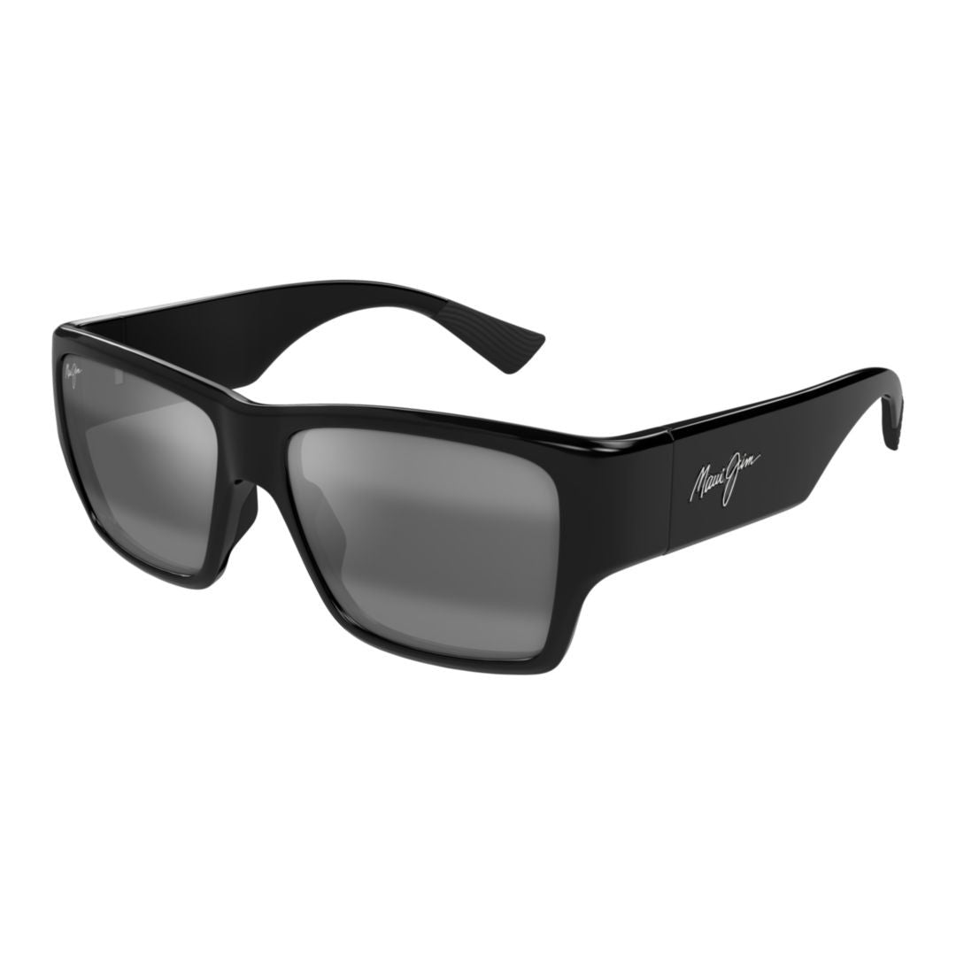 Maui Jim Glossy Black Mj0614s Bold Rectangular Sunglasses