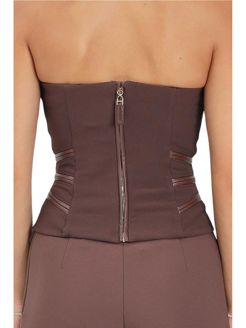 Elisabetta Franchi Strapless Form-Fitting Top With Sweetheart Neckline And Reinforcement