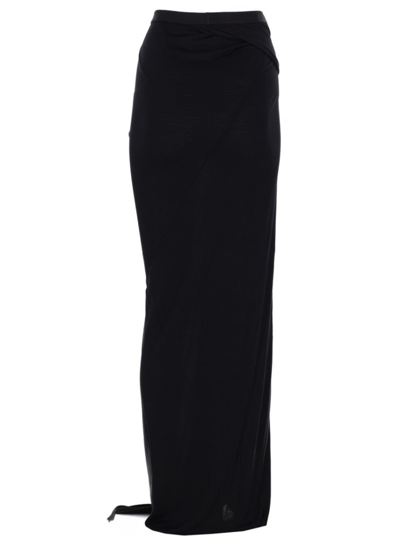 Rick Owens X Lilies Draped Front Slit Viscose Maxi Skirt