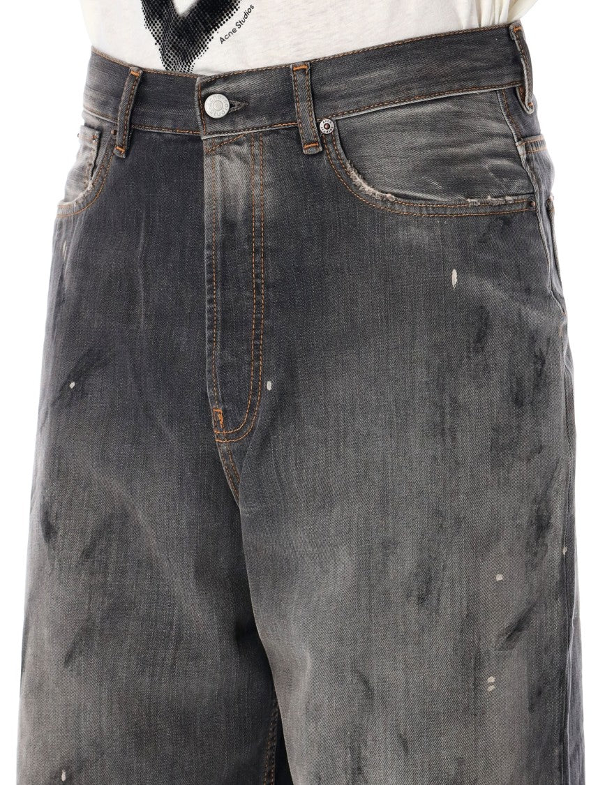 Acne Studios Black Vintage-Effect Denim Shorts