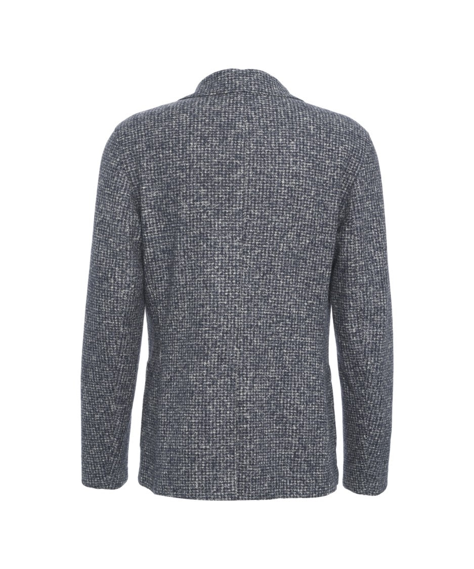 Bob Textured Grey Blazer With Decorative Pocket Square