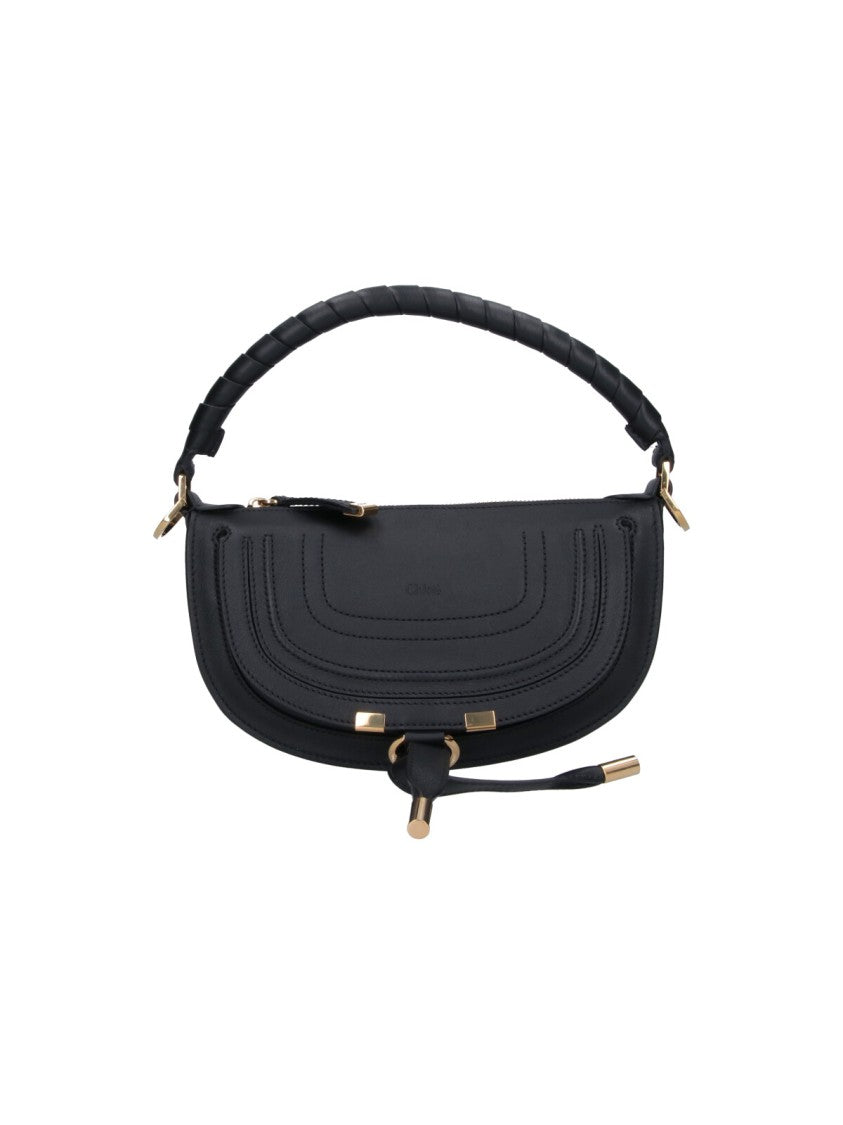 Chloé Crescent-Shaped Handbag With Curved Stitching And Gold-Tone Accents