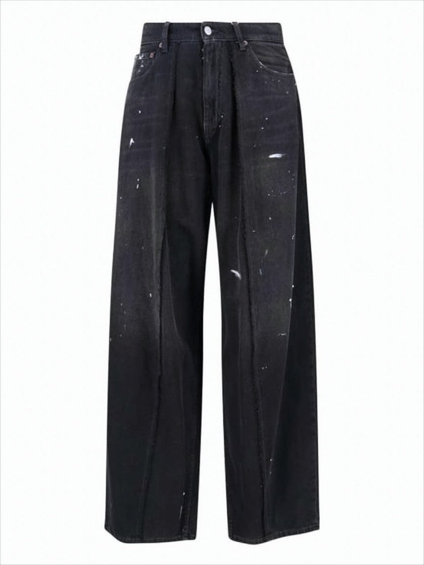 Mm6 By Maison Margiela Wide-Leg Dark Washed Denim Pants