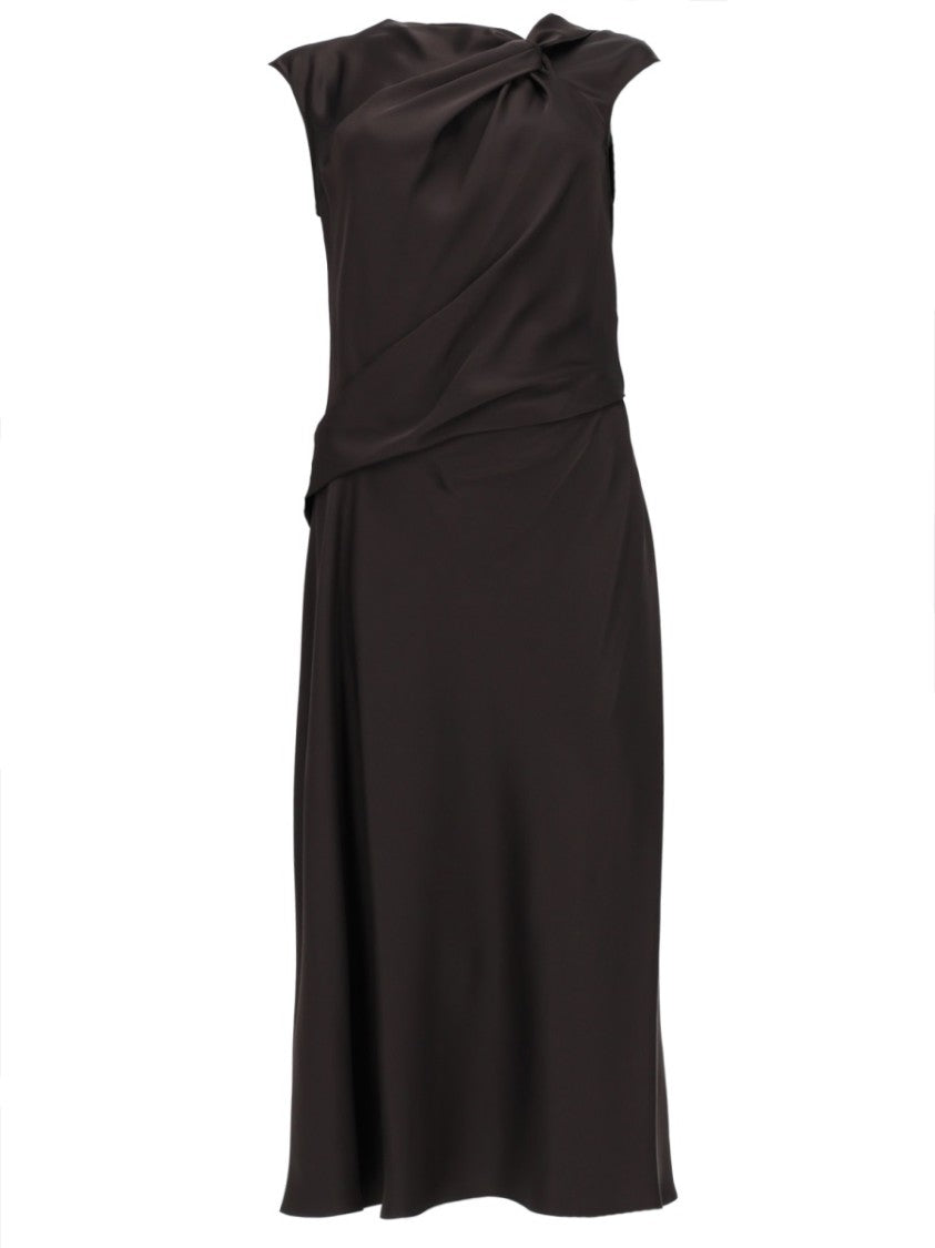 Theory Neutrals Twist Bodice Fitted Midi Dress