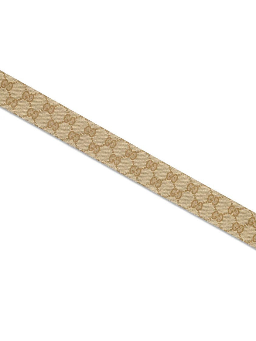 Gucci Beige Interlocking Double-G Pattern Slim Belt