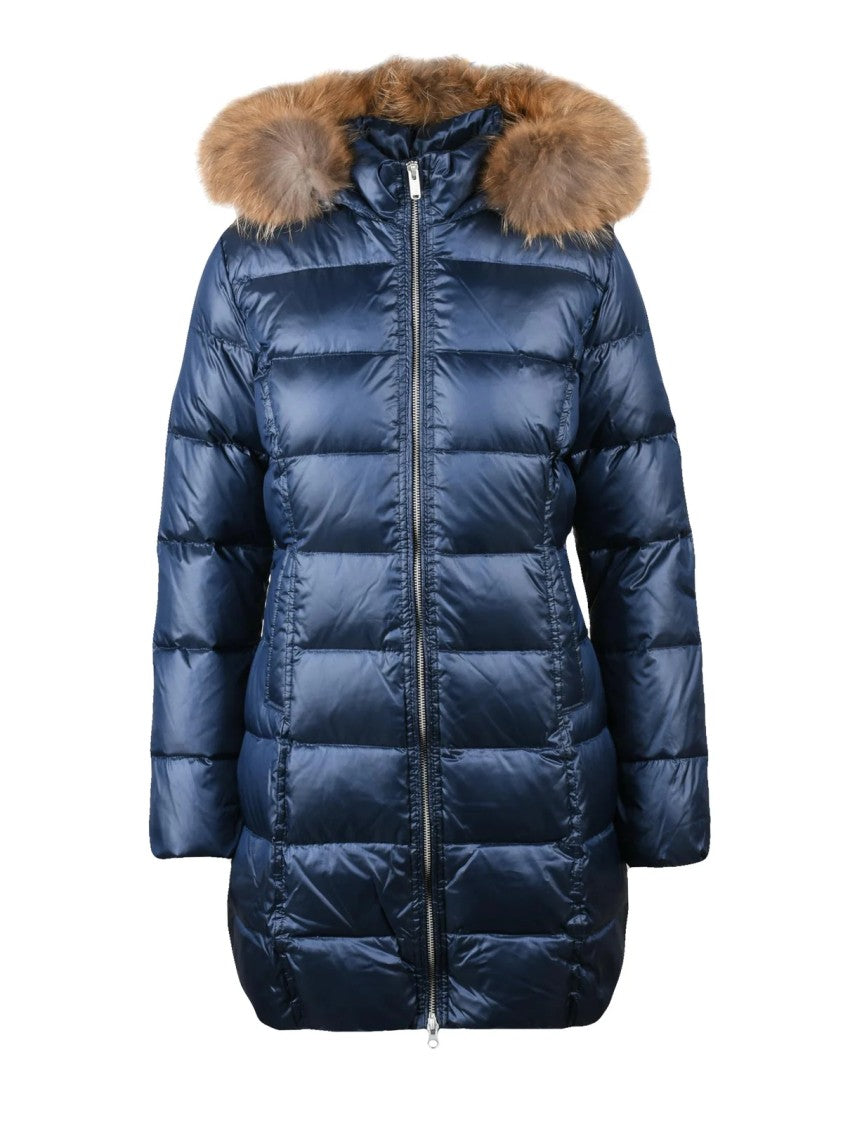 Bomboogie Blue Quilted Polyester-Blend Long Down Jacket