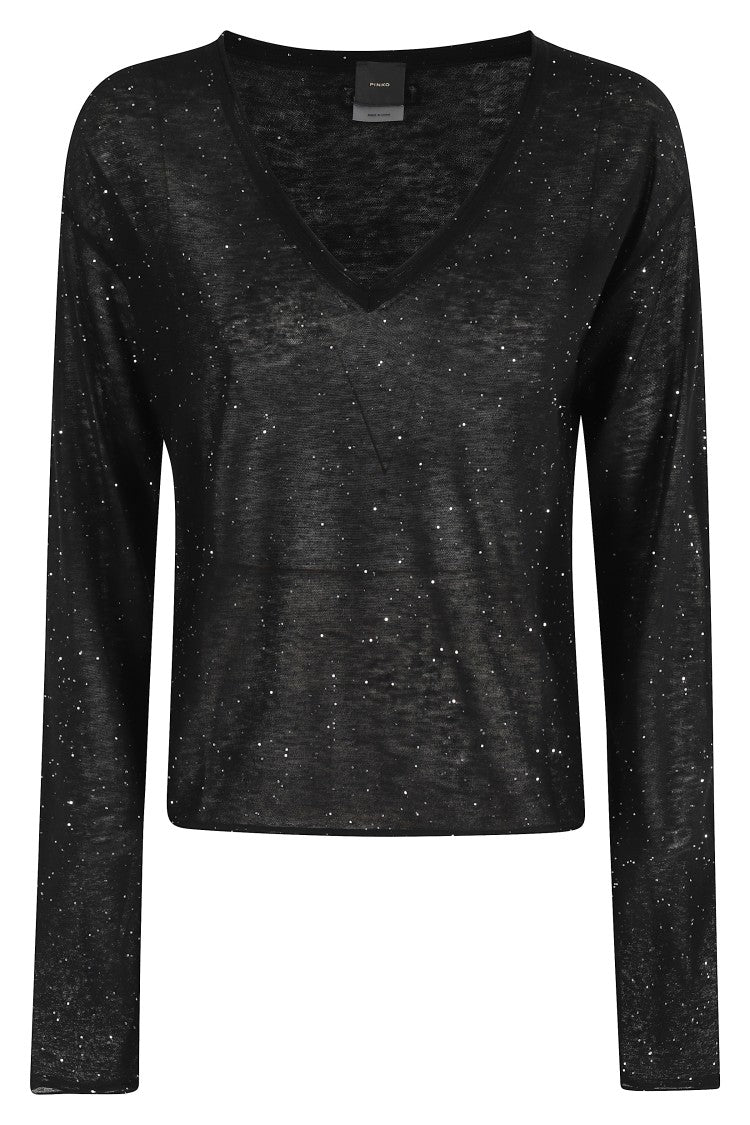 Pinko Salomone V-Neck Sweater With Mini Sequin Detailing