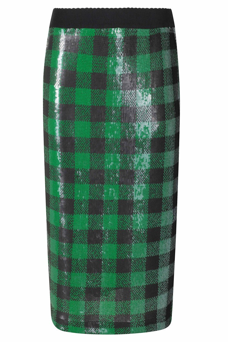 Essentiel Antwerp Combo2 Kiwi Queen Checkered Square Sequin Pencil Skirt