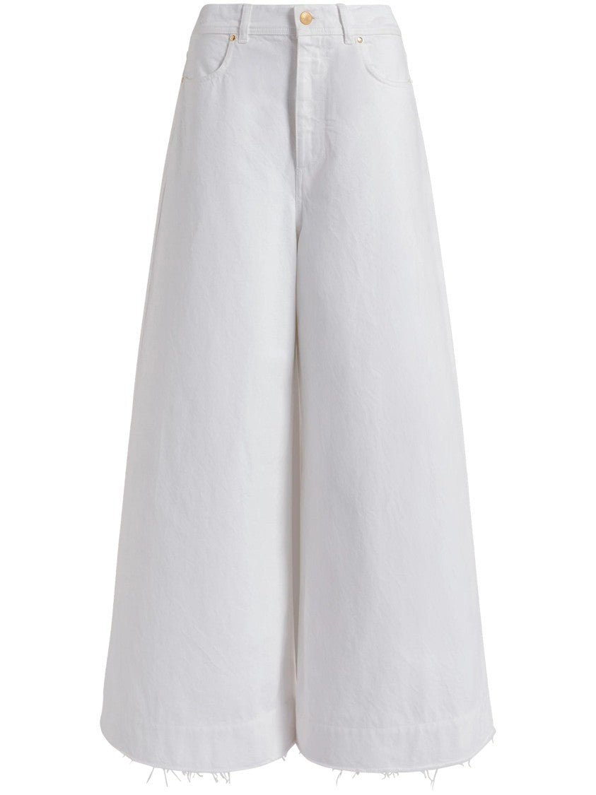 Alberta Ferretti White Wide-Leg Trousers With High Waist