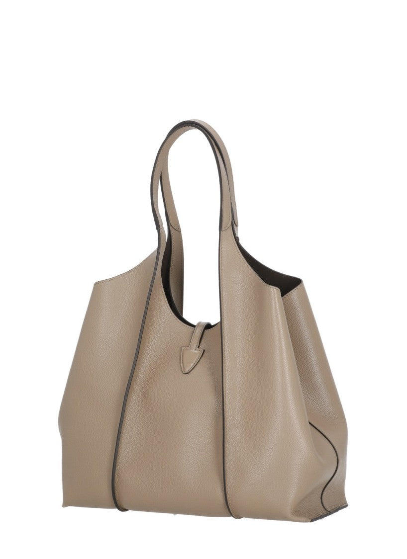 Tod's Medium Leather Tote Bag With Monogram Logo And Detachable Pochette
