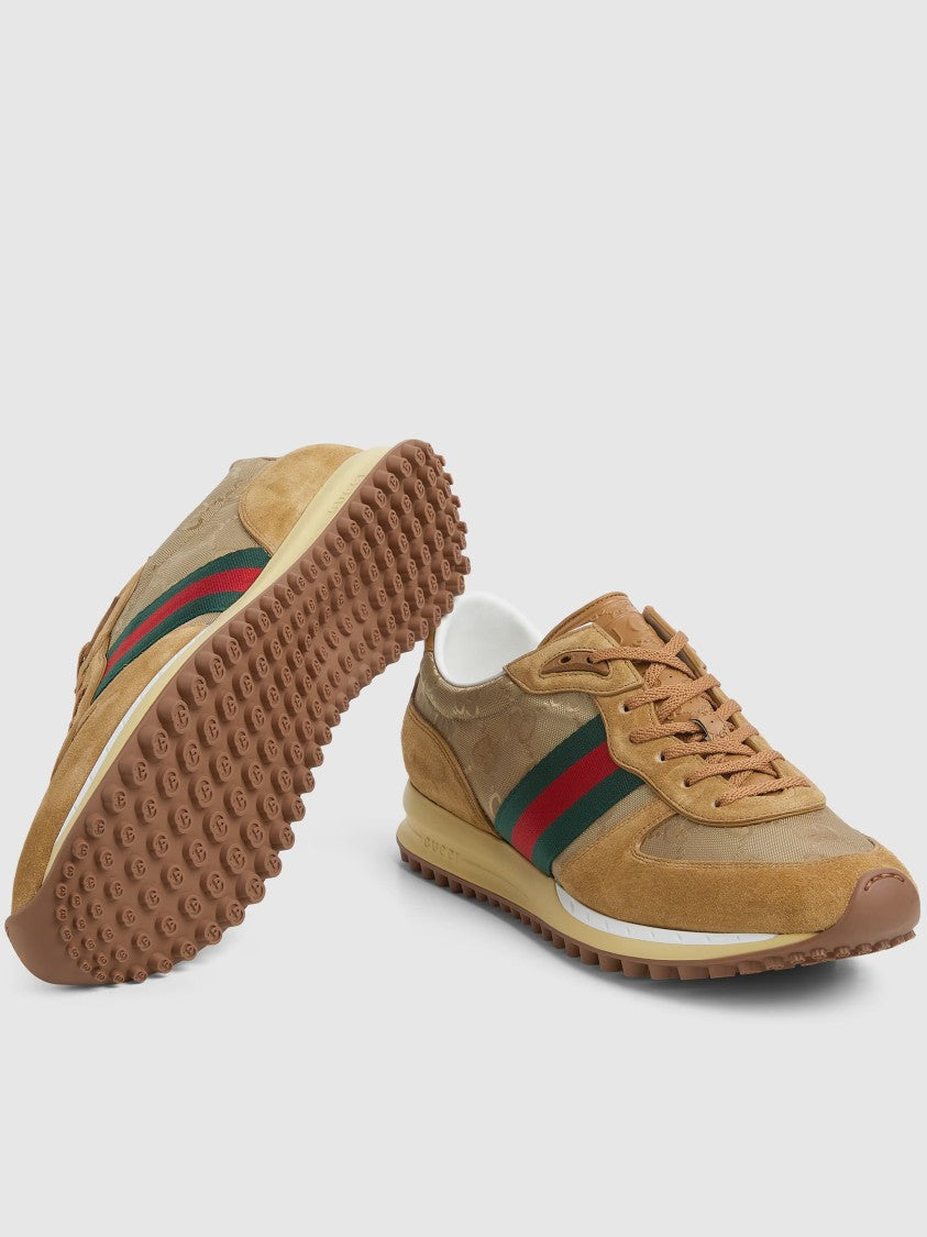Gucci Tan Nora Suede Fabric Retro Sneakers