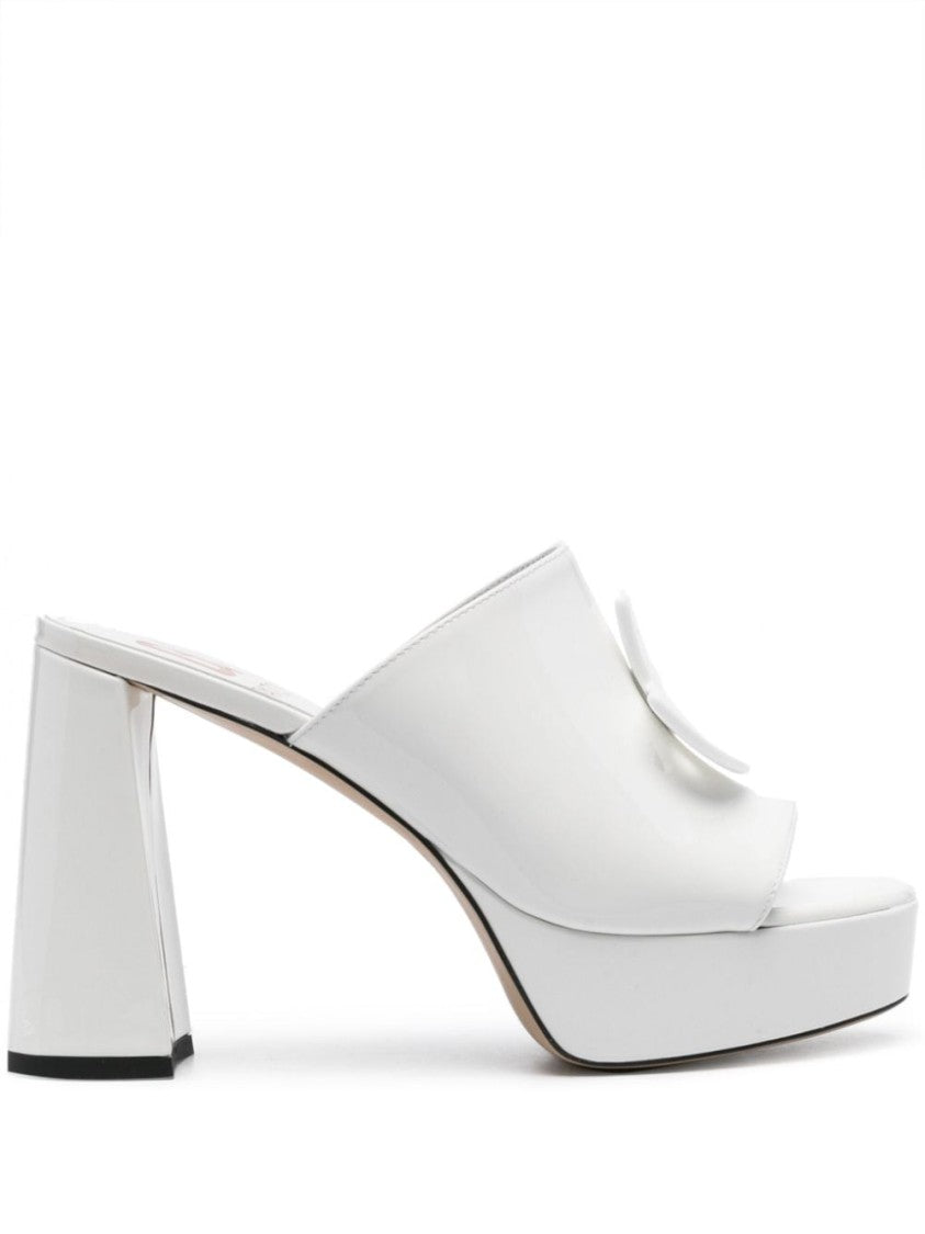 Patou Almond Open-Toe Sandals In Optical White Calf Leather