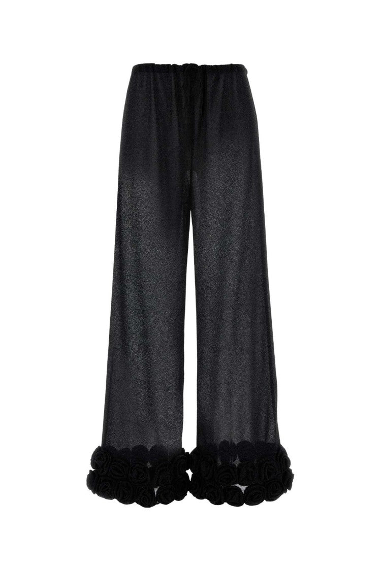 Oséree Black Nylon Wide-Leg Pant