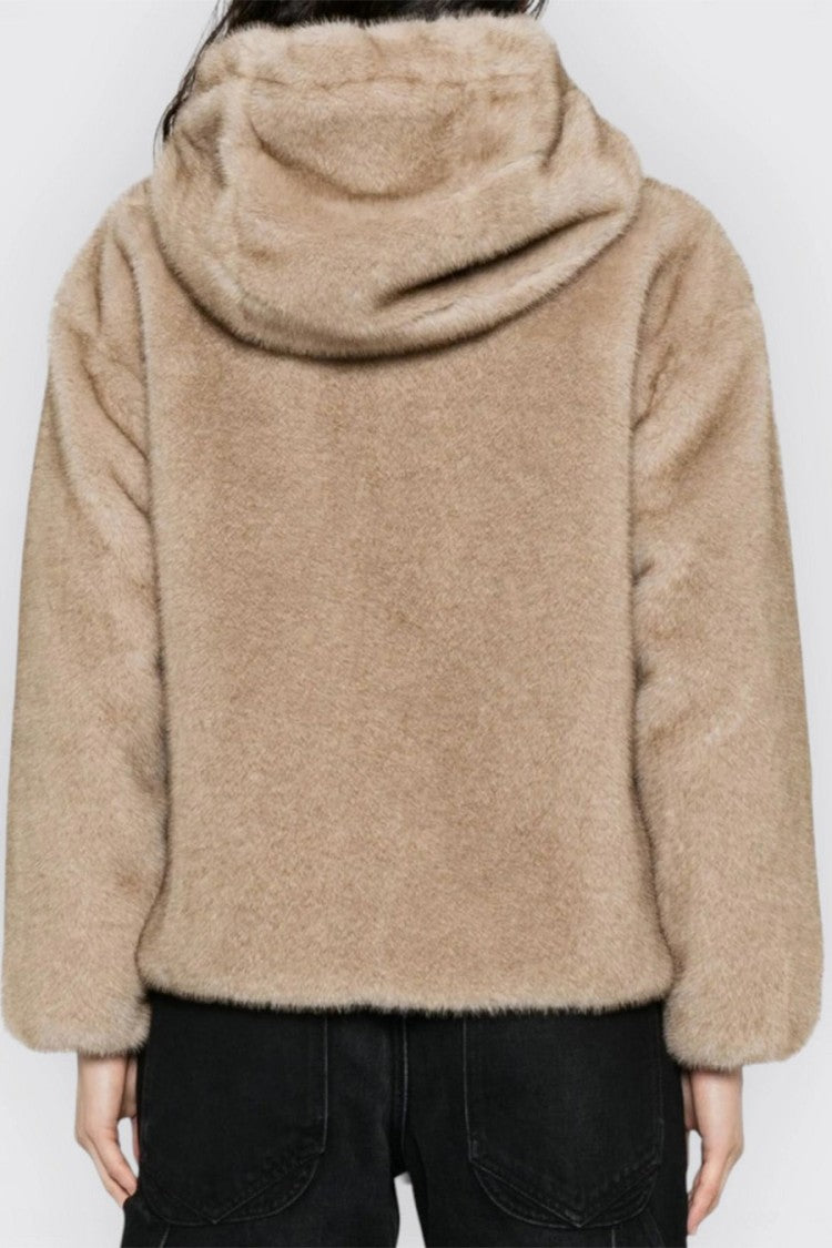 Herno Beige Polyester Fur-Effect Hooded Jacket