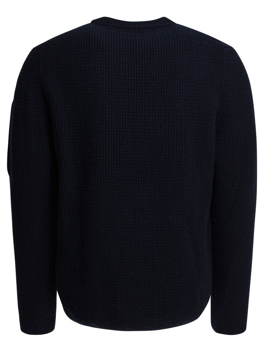 C.P. Company Textured Knit Wool-Polyamide Sweater With Logo Patch