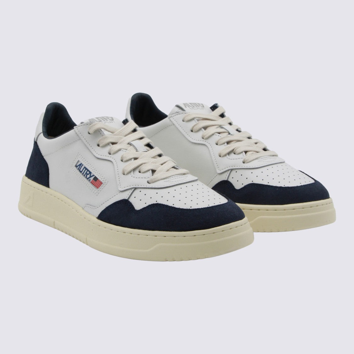 Autry Low-Top Leather Sneakers With Suede Overlays