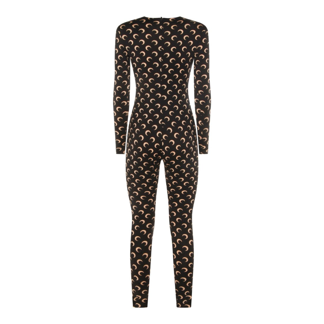 Marine Serre Fitted Black Jumpsuit With All-Over Moon Pattern