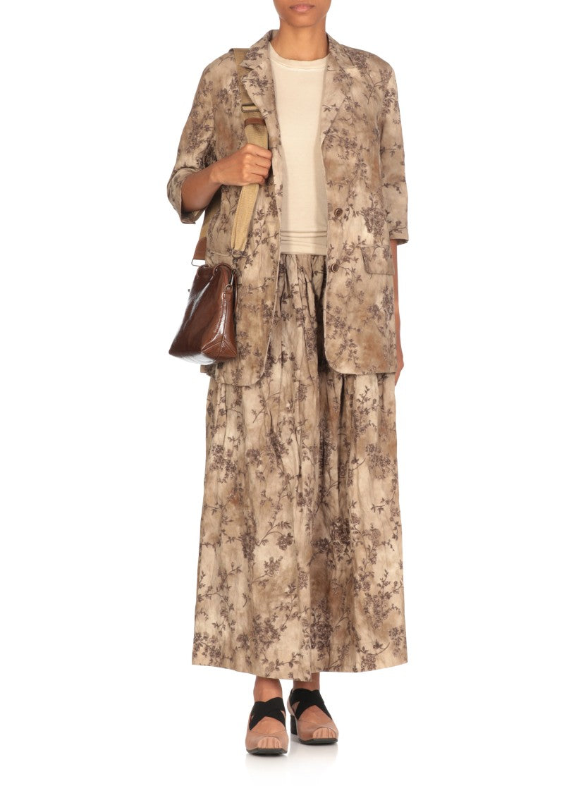 Uma Wang Fitted Beige Viscose Top With Crew Neckline