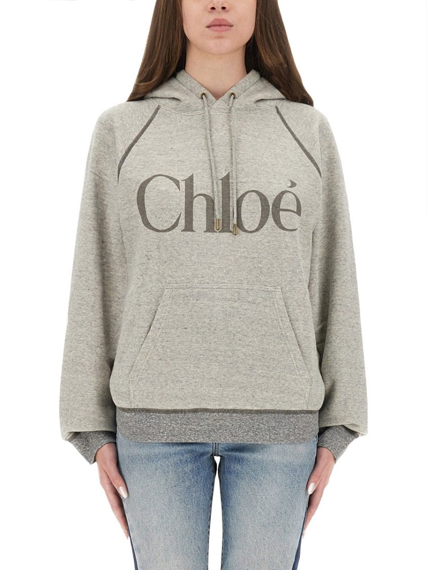 Chloé Oversized Logo Cotton-Blend Hoodie