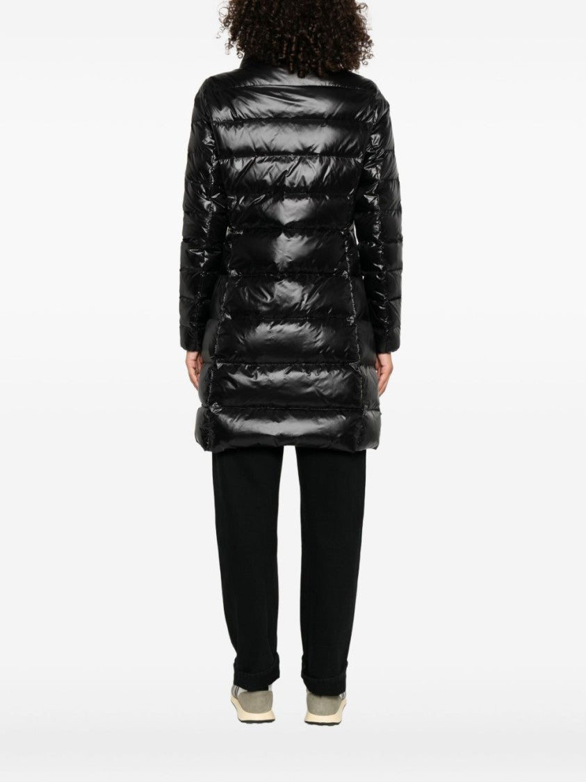 Fay Quilted Nero Down Coat With Structured Collar