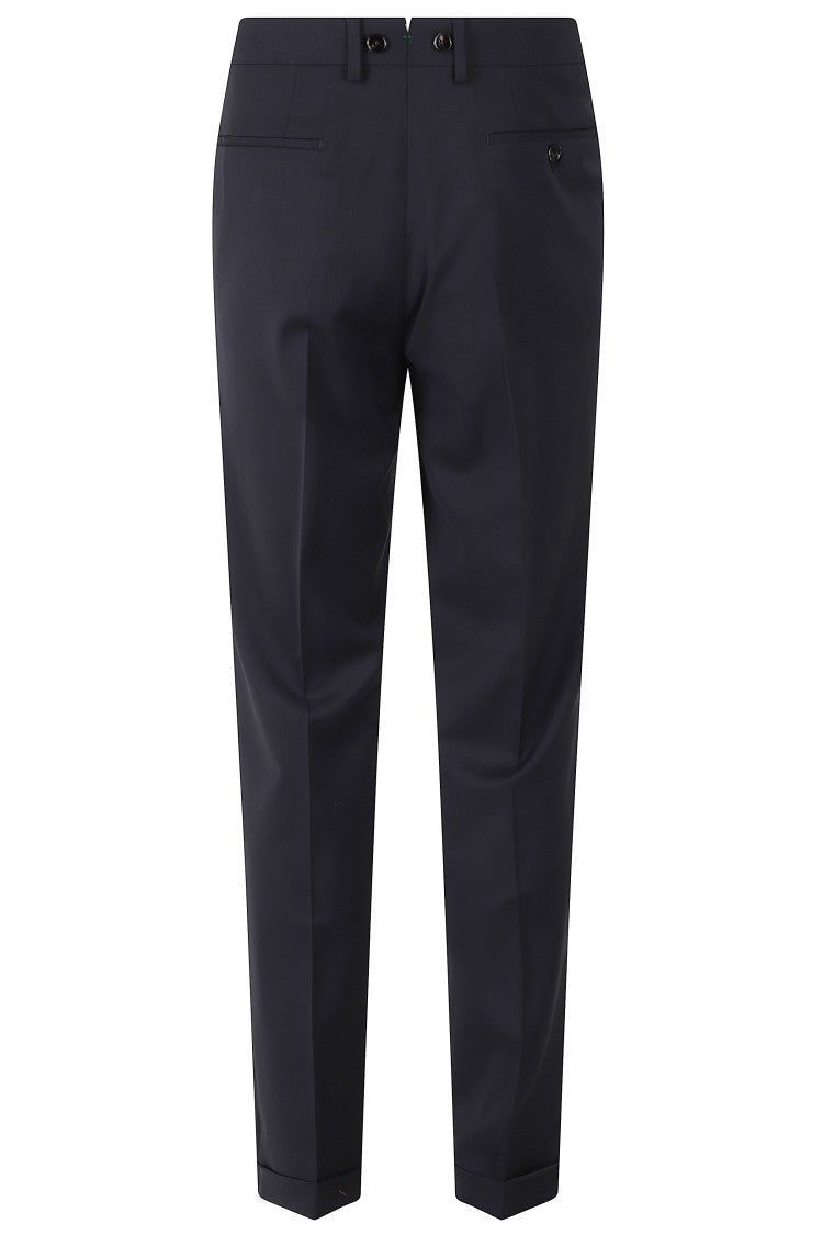 Berwich Barber Tailored Pleated Cuffed Wool Straight-Leg Pants