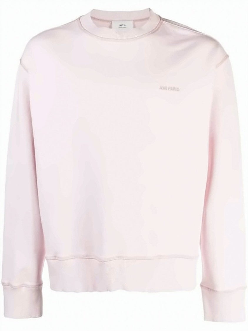 Ami Paris Relaxed Fit Long-Sleeve Sweatshirt With Crew Neckline