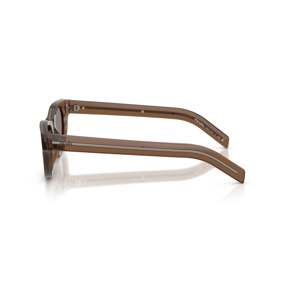 Prada 0Pr C09s Translucent Brown Acetate Rectangular Sunglasses