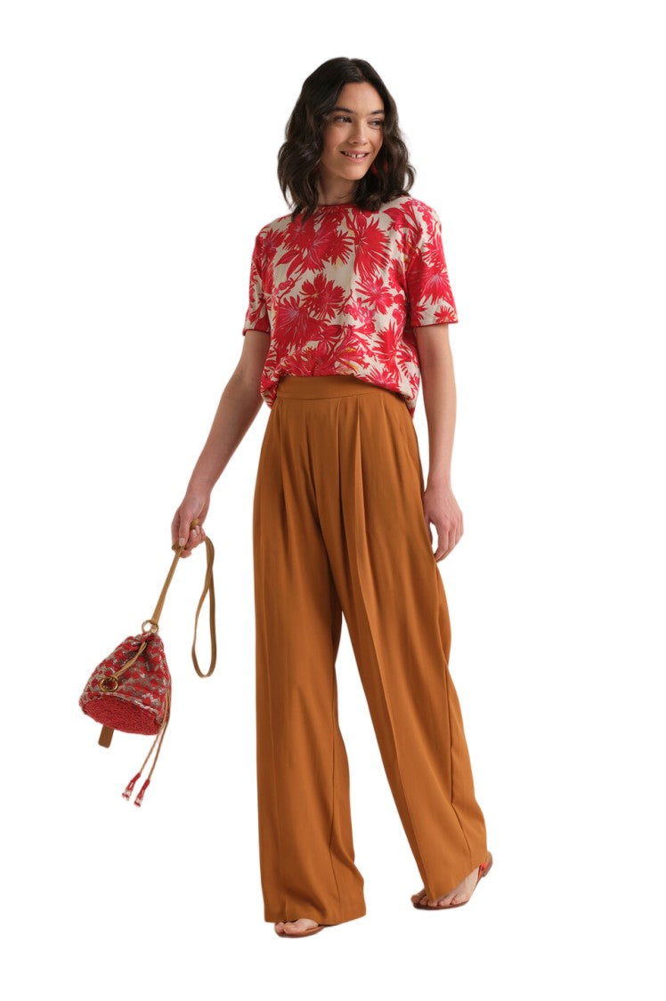 Maliparmi Fluid Silk-Blend Crêpe Front Pleats Wide-Leg Pants