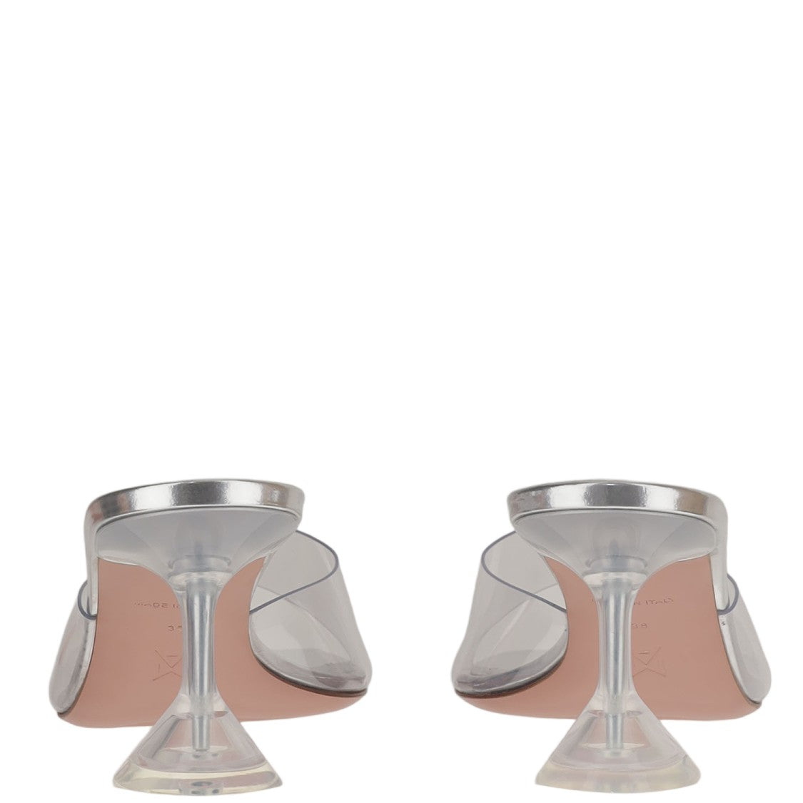 Amina Muaddi Lupita Glass Sandals With Wide Flared Heel