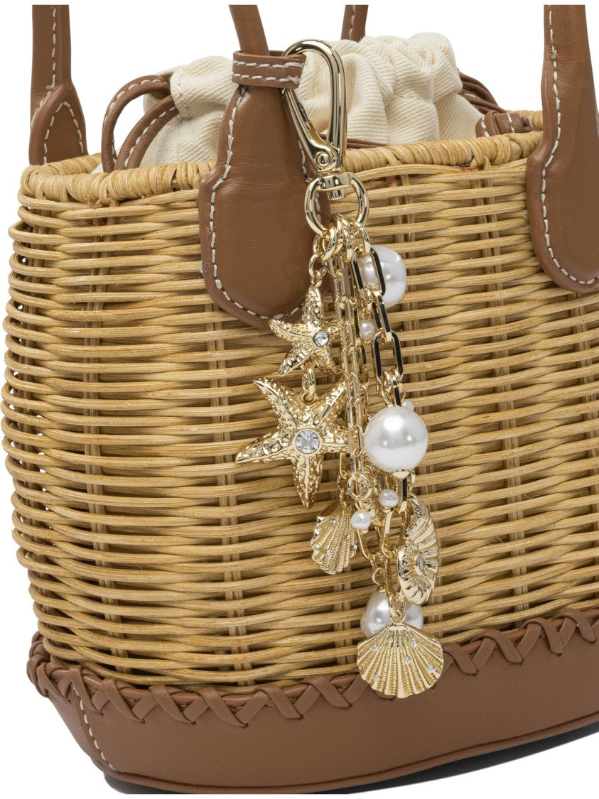 Self-Portrait Shoulder Bag With Rattan Pendant